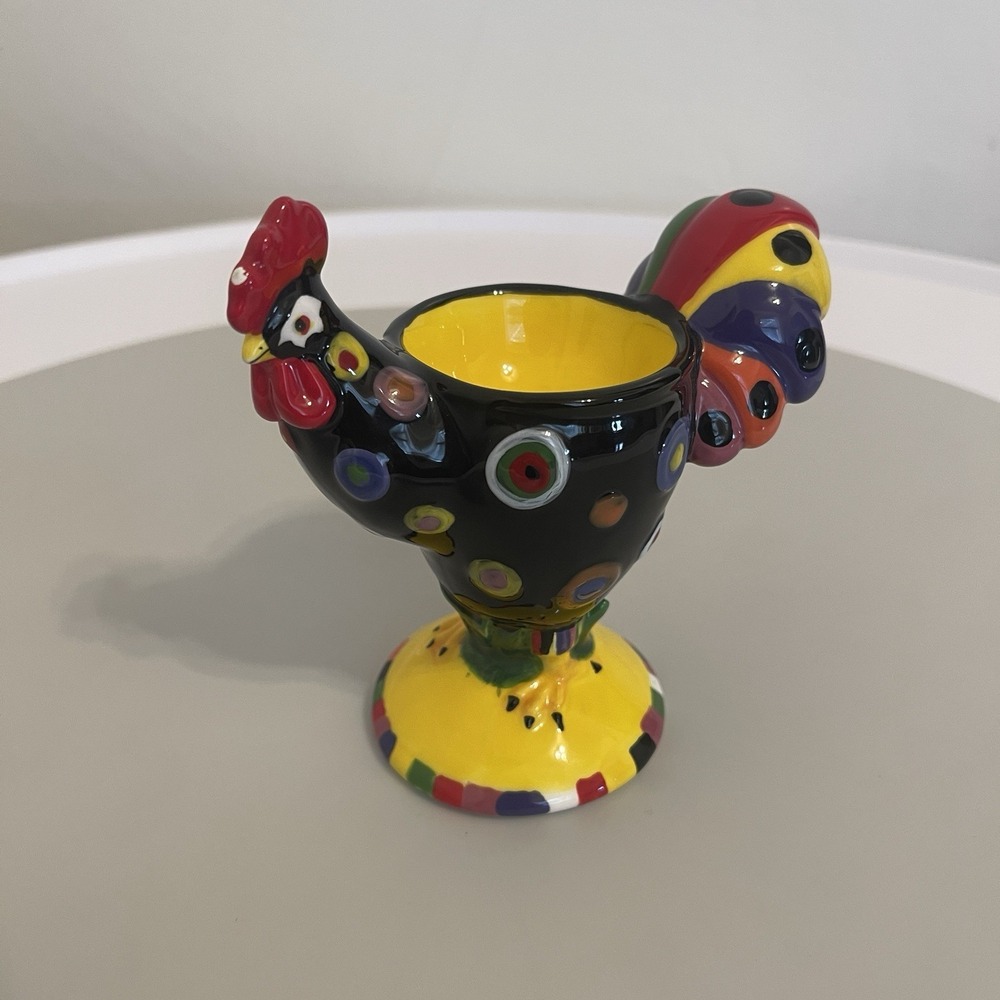 Poultry in Motion RARE Spot-A-Dot Ceramic Rooster Figurine, Sharon Neuhaus